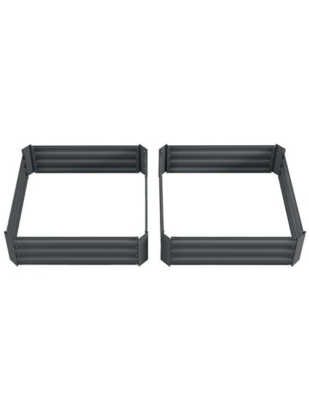 Outsunny Raised Garden Beds: Elevated Galvanised Planter Boxes for Flowers & Herbs, Dark Grey, 100x100x30cm 845-517V00CG - pic 84404 | FastDaddyshop