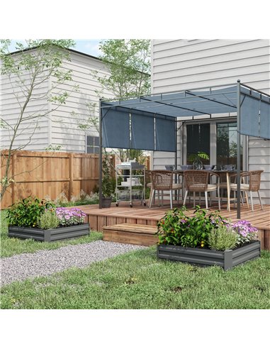 Outsunny Raised Garden Beds: Elevated Galvanised Planter Boxes for Flowers & Herbs, Dark Grey, 100x100x30cm 845-517V00CG