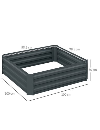 Outsunny Raised Garden Beds: Elevated Galvanised Planter Boxes for Flowers & Herbs, Dark Grey, 100x100x30cm 845-517V00CG