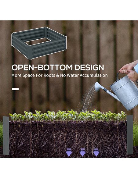 Outsunny Raised Garden Beds: Elevated Galvanised Planter Boxes for Flowers & Herbs, Dark Grey, 100x100x30cm 845-517V00CG - pic 84407 | FastDaddyshop
