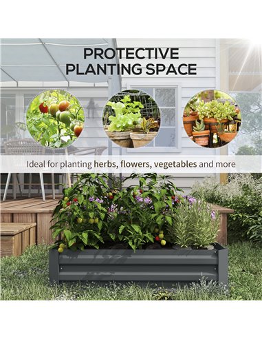 Outsunny Raised Garden Beds: Elevated Galvanised Planter Boxes for Flowers & Herbs, Dark Grey, 100x100x30cm 845-517V00CG