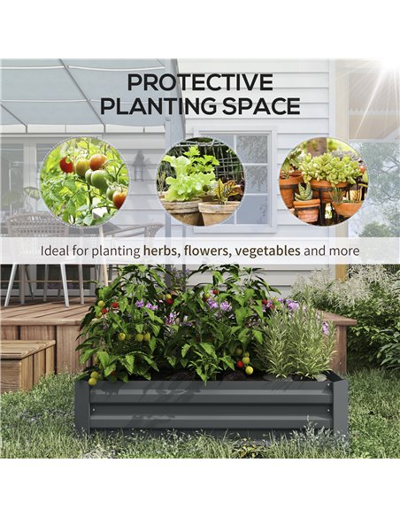 Outsunny Raised Garden Beds: Elevated Galvanised Planter Boxes for Flowers & Herbs, Dark Grey, 100x100x30cm 845-517V00CG - pic 84408 | FastDaddyshop