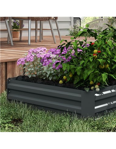 Outsunny Raised Garden Beds: Elevated Galvanised Planter Boxes for Flowers & Herbs, Dark Grey, 100x100x30cm 845-517V00CG