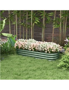 Outsunny Galvanised Raised Garden Bed, Metal Planter Box with Safety Edging, for Flowers, Herbs, Succulents, Green 845-981V01GN 2