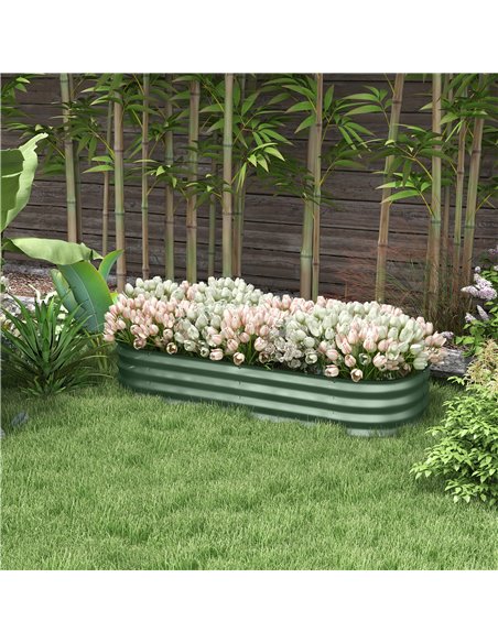 Outsunny Galvanised Raised Garden Bed, Metal Planter Box with Safety Edging, for Flowers, Herbs, Succulents, Green 845-981V01GN - pic 84414 | FastDaddyshop