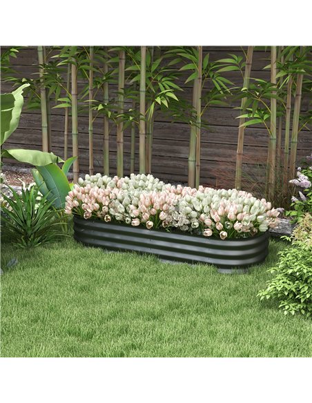 Outsunny Galvanised Raised Garden Bed, Metal Planter Box with Safety Edging, for Flowers, Herbs, Succulents, Dark Grey 845-981V0 - pic 84423 | FastDaddyshop