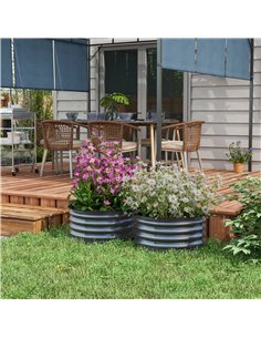Outsunny Set of 2 Raised Garden Bed, Metal Planter Box with Safety Edging, Easy-to-assemble Stock Tank, Dark Grey 845-972V00CG 2