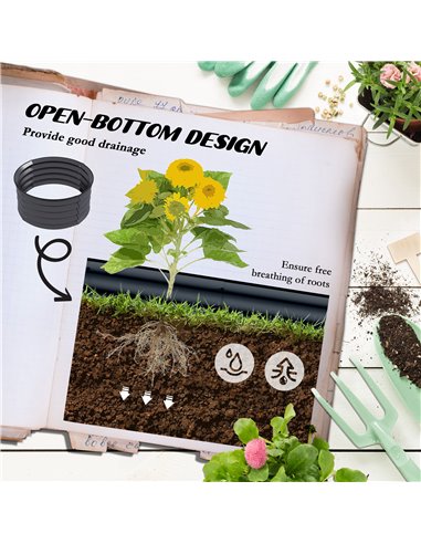 Outsunny Set of 2 Raised Garden Bed, Metal Planter Box with Safety Edging, Easy-to-assemble Stock Tank, Dark Grey 845-972V00CG