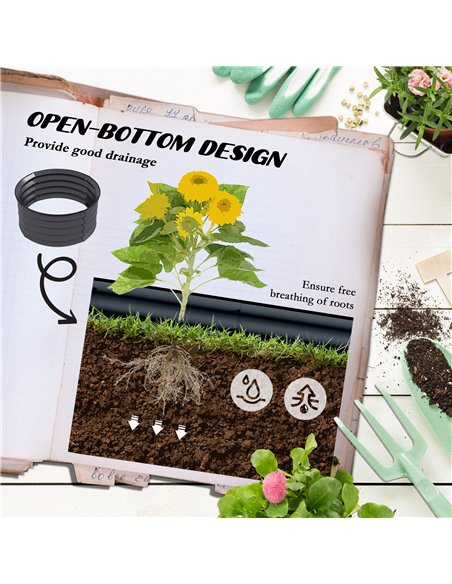Outsunny Set of 2 Raised Garden Bed, Metal Planter Box with Safety Edging, Easy-to-assemble Stock Tank, Dark Grey 845-972V00CG - pic 84435 | FastDaddyshop