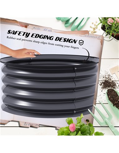 Outsunny Set of 2 Raised Garden Bed, Metal Planter Box with Safety Edging, Easy-to-assemble Stock Tank, Dark Grey 845-972V00CG