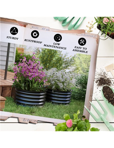 Outsunny Set of 2 Raised Garden Bed, Metal Planter Box with Safety Edging, Easy-to-assemble Stock Tank, Dark Grey 845-972V00CG - pic 84437 | FastDaddyshop