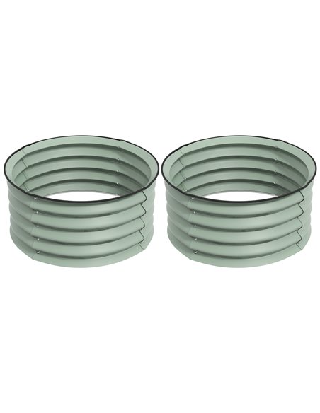 Outsunny Set of 2 Raised Garden Bed, Metal Planter Box with Safety Edging, Easy-to-assemble Stock Tank, Green 845-972V00GN - pic 84440 | FastDaddyshop