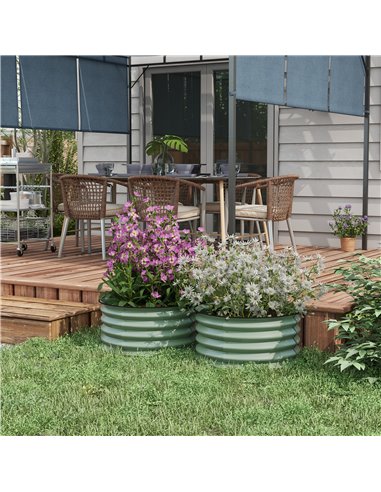 Outsunny Set of 2 Raised Garden Bed, Metal Planter Box with Safety Edging, Easy-to-assemble Stock Tank, Green 845-972V00GN