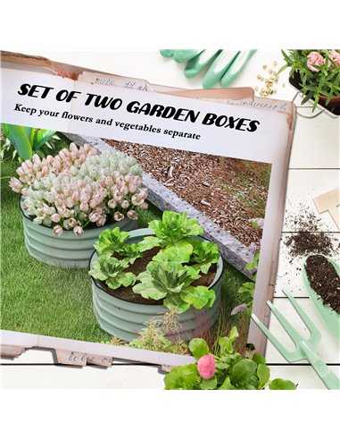 Outsunny Set of 2 Raised Garden Bed, Metal Planter Box with Safety Edging, Easy-to-assemble Stock Tank, Green 845-972V00GN