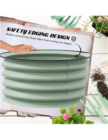 Outsunny Set of 2 Raised Garden Bed, Metal Planter Box with Safety Edging, Easy-to-assemble Stock Tank, Green 845-972V00GN