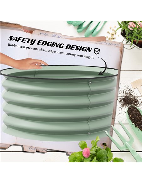 Outsunny Set of 2 Raised Garden Bed, Metal Planter Box with Safety Edging, Easy-to-assemble Stock Tank, Green 845-972V00GN - pic 84445 | FastDaddyshop