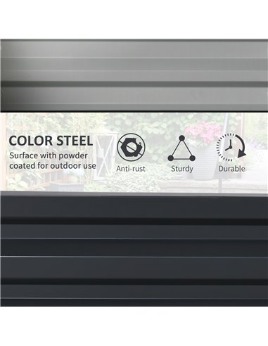 Outsunny Set of 2 Raised Garden Bed, Outdoor Elevated Galvanised Planter Box for Flowers, Herbs, 60x60x30.5cm, Grey 845-041V01GY
