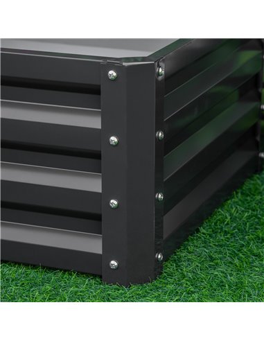 Outsunny Set of 2 Raised Garden Bed, Outdoor Elevated Galvanised Planter Box for Flowers, Herbs, 60x60x30.5cm, Grey 845-041V01GY