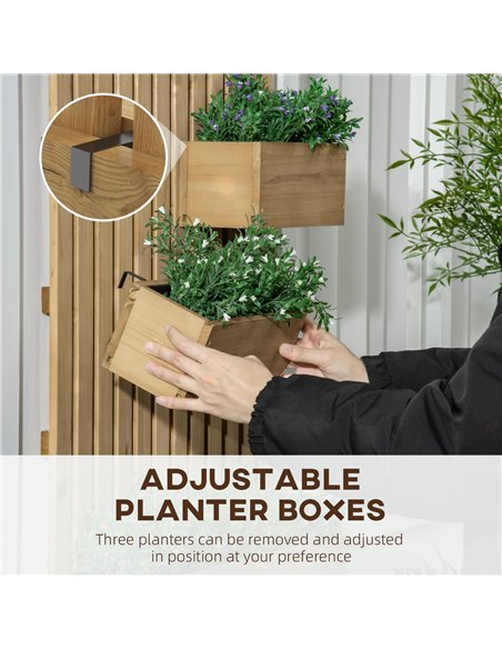 Outsunny Set of 2 Wall-mounted Wooden Garden Planters with Trellis, Drainage Holes and Movable Planter Boxes, Wall Raised Garden - pic 84462 | FastDaddyshop
