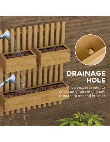 Outsunny Set of 2 Wall-mounted Wooden Garden Planters with Trellis, Drainage Holes and Movable Planter Boxes, Wall Raised Garden