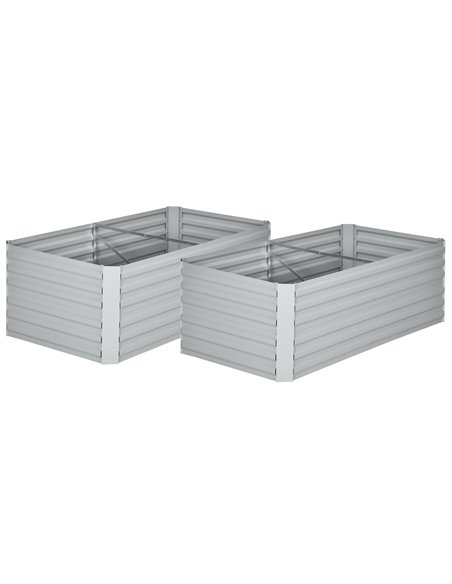 Outsunny 180L x 90W x 59H cm Set of 2 Raised Beds, Outdoor Planters, Light Grey 845-P020 - pic 84467 | FastDaddyshop