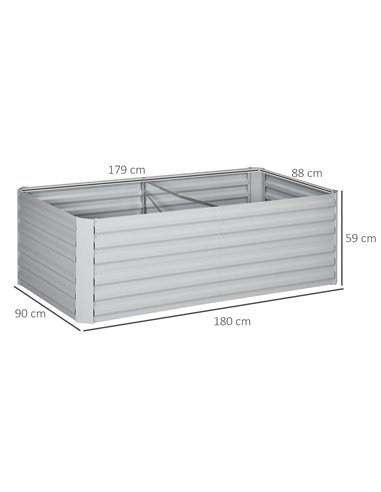 Outsunny Set of 2 Raised Beds for Garden, Galvanised Steel Outdoor Planters with Multi-reinforced Rods for Plants, Flowers, 180 