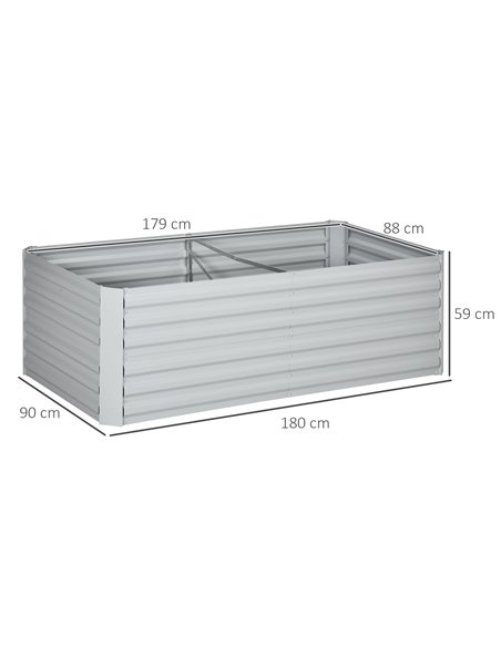 Outsunny Set of 2 Raised Beds for Garden, Galvanised Steel Outdoor Planters with Multi-reinforced Rods for Plants, Flowers, 180  - pic 84469 | FastDaddyshop