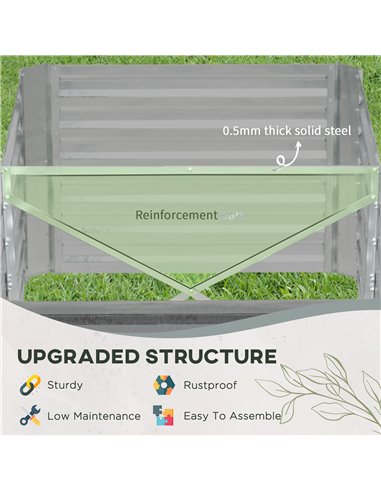 Outsunny Set of 2 Raised Beds for Garden, Galvanised Steel Outdoor Planters with Multi-reinforced Rods for Plants, Flowers, 180 