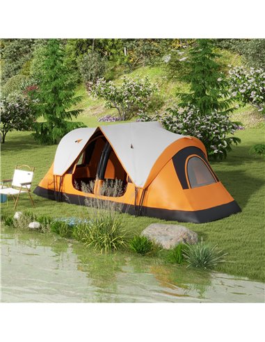 Outsunny Camping Tent for 6-8 Man with 2000mm Waterproof Rainfly and Carry Bag for Fishing Hiking Festival, Orange A20-422V00OG
