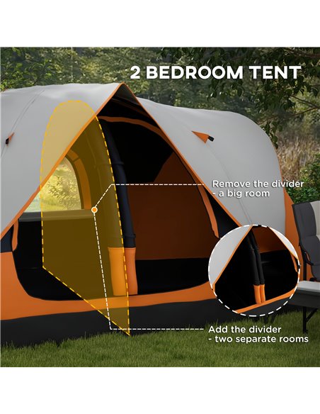 Outsunny Camping Tent for 6-8 Man with 2000mm Waterproof Rainfly and Carry Bag for Fishing Hiking Festival, Orange A20-422V00OG - pic 84480 | FastDaddyshop
