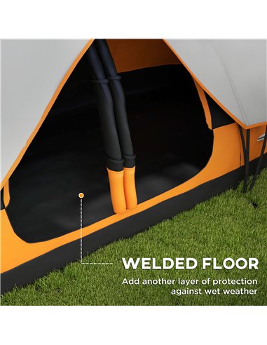 Outsunny Camping Tent for 6-8 Man with 2000mm Waterproof Rainfly and Carry Bag for Fishing Hiking Festival, Orange A20-422V00OG