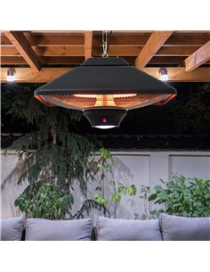 Outsunny 2kw Outdoor Hanging Ceiling Mounted Halogen Electric Heater, Black 842-063 2