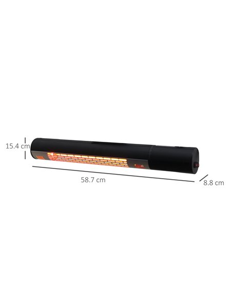 Outsunny Outdoor Patio Garden Warmer 1500W Wall Mounted Electric Infrared Halogen Heater with Remote Control Black 842-113 - pic 84505 | FastDaddyshop