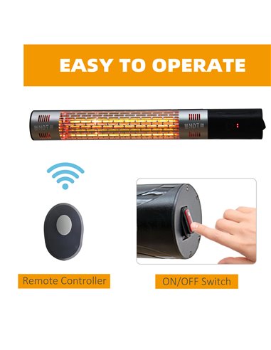 Outsunny Outdoor Patio Garden Warmer 1500W Wall Mounted Electric Infrared Halogen Heater with Remote Control Black 842-113