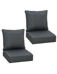 Outsunny Outdoor Seat and Back Cushion Sets, 63L x 55W x 15Dcm Olefin Seating Chair Fade Resistant Replacement Cushion for Ratta