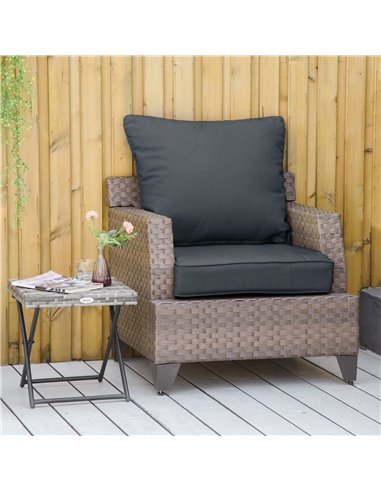 Outsunny Outdoor Seat and Back Cushion Sets, 63L x 55W x 15Dcm Olefin Seating Chair Fade Resistant Replacement Cushion for Ratta