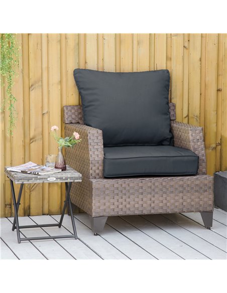 Outsunny Outdoor Seat and Back Cushion Sets, 63L x 55W x 15Dcm Olefin Seating Chair Fade Resistant Replacement Cushion for Ratta - pic 84513 | FastDaddyshop