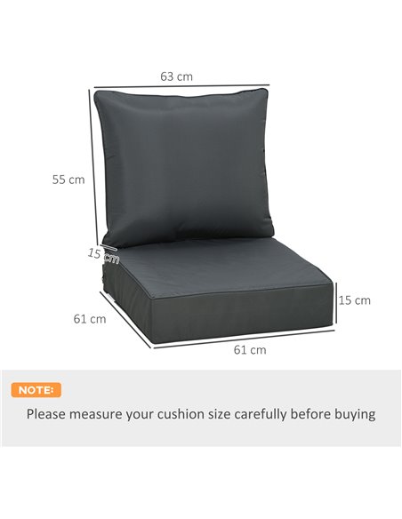 Outsunny Outdoor Seat and Back Cushion Sets, 63L x 55W x 15Dcm Olefin Seating Chair Fade Resistant Replacement Cushion for Ratta - pic 84514 | FastDaddyshop