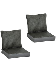 Outsunny Set of 4 Outdoor Seat Cushions with Backrest, Fabric and PE Rattan Cover, Water Repellent Seat Pads for Chair, Swing, S