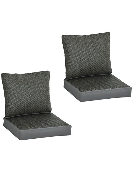 Outsunny Set of 4 Outdoor Seat Cushions with Backrest, Fabric and PE Rattan Cover, Water Repellent Seat Pads for Chair, Swing, S - pic 84521 | FastDaddyshop