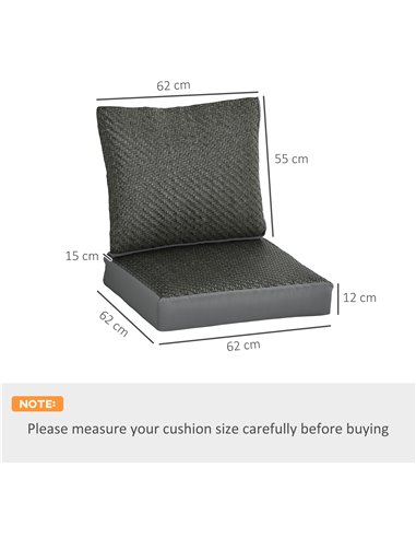 Outsunny Set of 4 Outdoor Seat Cushions with Backrest, Fabric and PE Rattan Cover, Water Repellent Seat Pads for Chair, Swing, S