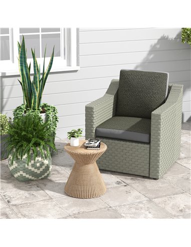 Outsunny Set of 4 Outdoor Seat Cushions with Backrest, Fabric and PE Rattan Cover, Water Repellent Seat Pads for Chair, Swing, S