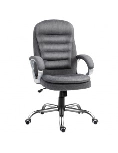 Vinsetto Ergonomic Office Chair, Swivel Wheels, Linen Fabric, Grey