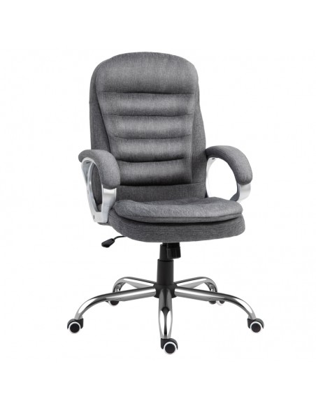Vinsetto Ergonomic Office Chair, Swivel Wheels, Linen Fabric, Grey - pic 8453 | FastDaddyshop