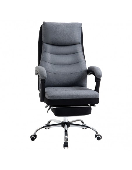 Vinsetto High Back Executive Office Chair with Adjustable Height, Swivel Wheels and Retractable Footrest, Grey - pic 8454 | FastDaddyshop