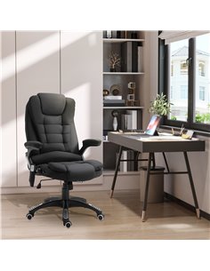 Vinsetto Heated Office Chair with Six Massage Points, Linen-Feel Fabric, 360° Swivel Wheels, Black 2