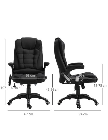 Vinsetto Massage Recliner Chair Heated Office Chair with Six Massage Points Linen-Feel Fabric 360���� Swivel Wheels Black - pic 8456 | FastDaddyshop