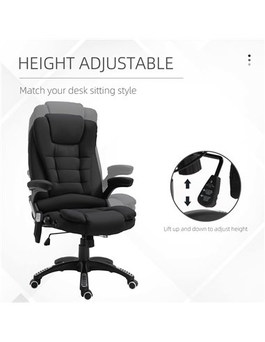 Vinsetto Massage Recliner Chair Heated Office Chair with Six Massage Points Linen-Feel Fabric 360���� Swivel Wheels Black