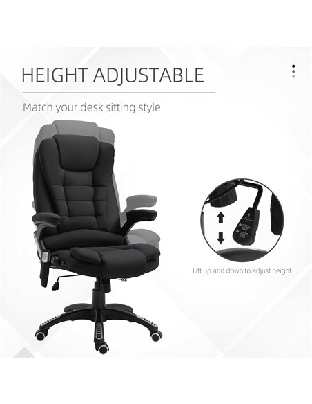 Vinsetto Massage Recliner Chair Heated Office Chair with Six Massage Points Linen-Feel Fabric 360���� Swivel Wheels Black - pic 8457 | FastDaddyshop