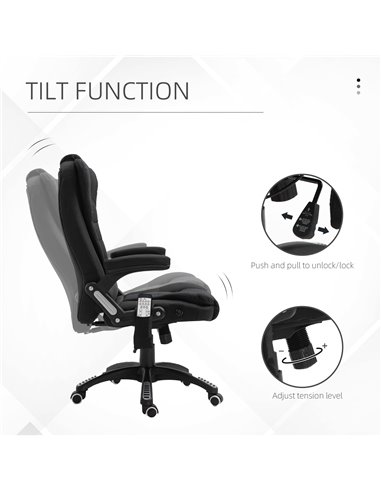 Vinsetto Massage Recliner Chair Heated Office Chair with Six Massage Points Linen-Feel Fabric 360���� Swivel Wheels Black